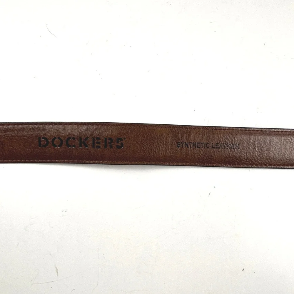 Dockers Belt Mens‎ 2X 46-48 Brown Synthetic Leather Silver Buckle 17DK120Z02